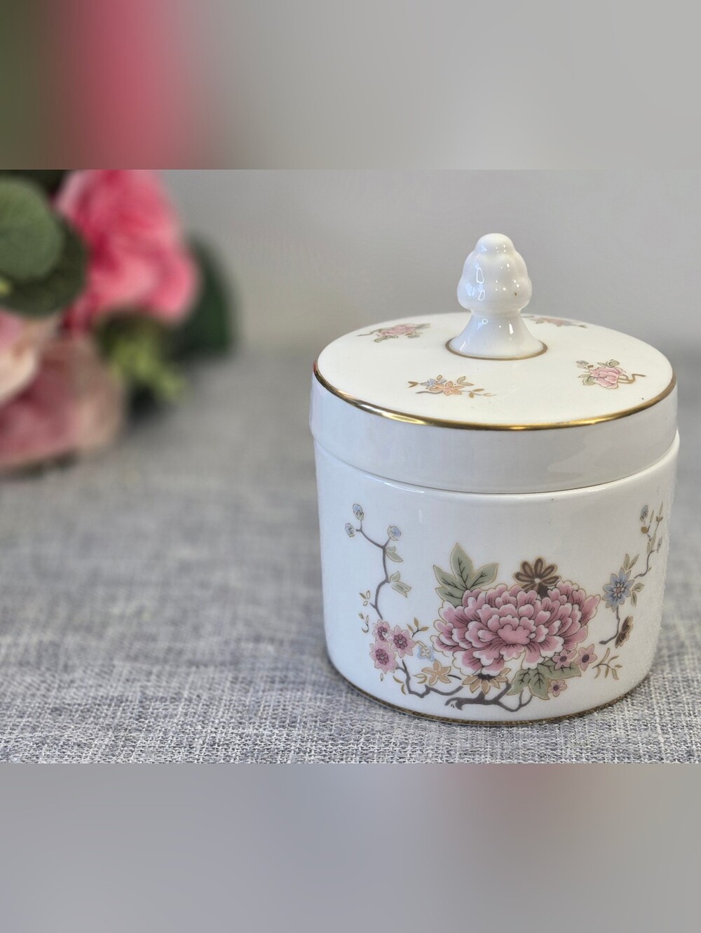 Vintage 1970's Royal Doulton Canton Bone China Storage Jar W/Lid Made in England